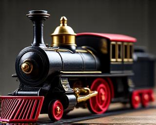 Victorian styled steam locomotive toy with visible moving pistons