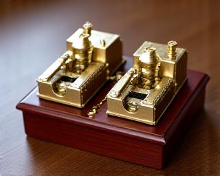 Miniature brass telegraph set for educational Morse code