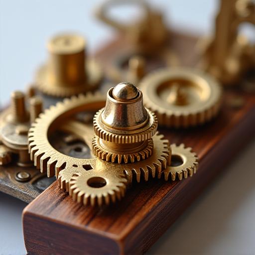 Close-up of a complex brass gear mechanism representing data security